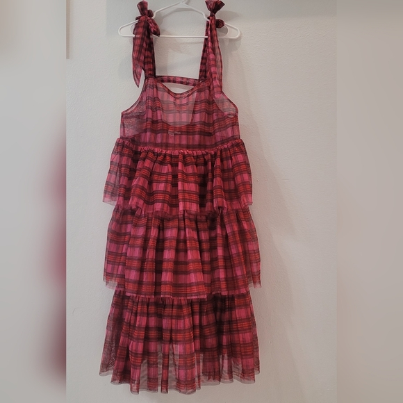 Kimchi Blue Backless Plaid Dress in Red, Pink and Burgundy  Size L - Picture 3 of 9
